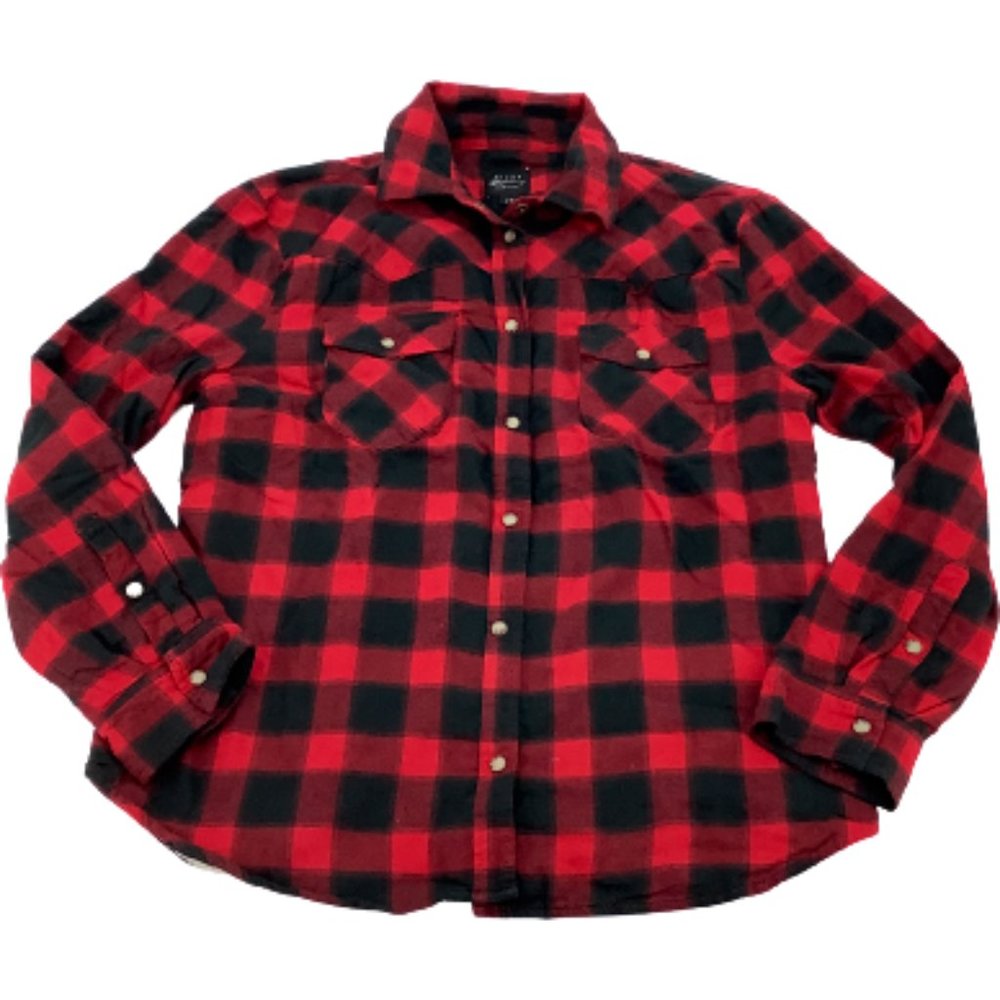 JACHS Girlfriend | Women's Lined Plaid Shirt | Red & Black | Various Sizes